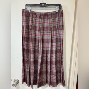 Vintage Pendleton Wool Pleated Skirt Anderson Tartan Plaid Gray Burgundy Sz 16
